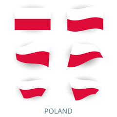 Set of icons of the flag of Poland. A collection of various images of the country's flags. Vector illustration