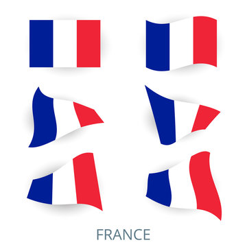 Set of icons of the flag of France. A collection of various images of the country's flags. Vector illustration