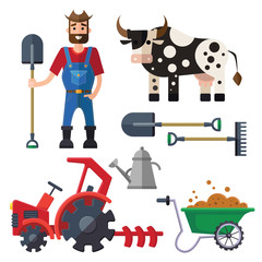Vector flat farm set