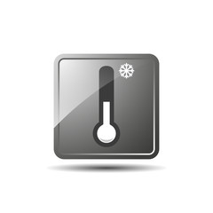 Gray thermometer icon with snowflake with shadow