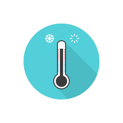 Thermometer icon in a flat style with a sun and a snowflake