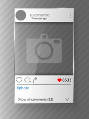 Social network post and photo frame. Glass design.