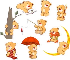 Fotobehang Babykamer Set of  Cartoon Illustration Stuffed Bears for you Design  © liusa