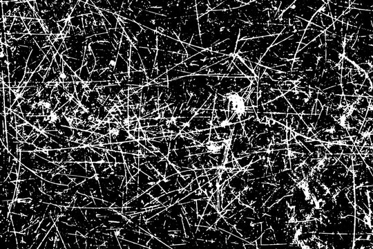 Grunge Texture Of White Scratch On Black Background (Vector). Use For Decoration, Aging Or Old Layer