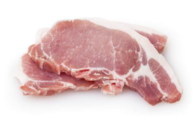 Raw pork meat isolated on white background with clipping path