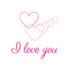 postcard for Valentine's day, with heart and inscription I love you