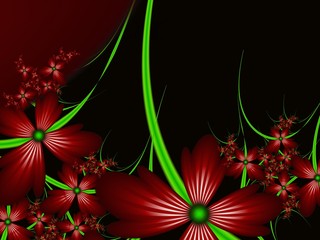 Floral original template with place for text...Fractal flower, template for inserting text...Beautiful background for creating business cards, ..postcards, and the like. In color red and black.