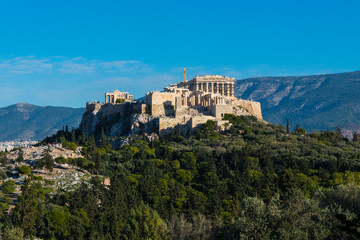 Panoramic view of the Acropolis hill in Athens Greece 