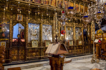 details inside view of the Nativity curch Bethlehem