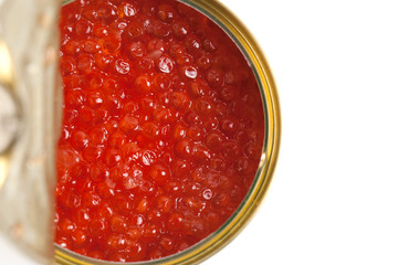 Red caviar isolated on white