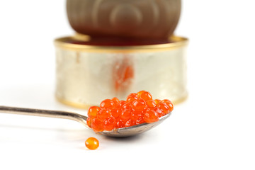 Red caviar isolated on white