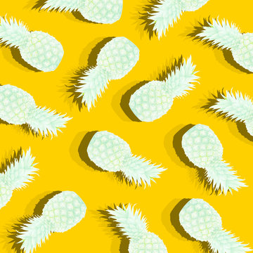 yellow background with image of ripe pineapple