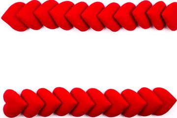 greeting card frame of red hearts on a white background. with Copy space and using as Valentine's day concept, love concept. wedding day, Symbol of Valentine's day.