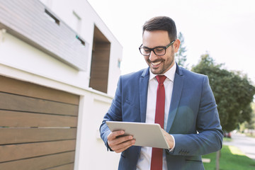 Businessman using tablet