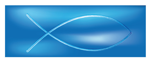 Web banner christian fish symbol. Religious sign