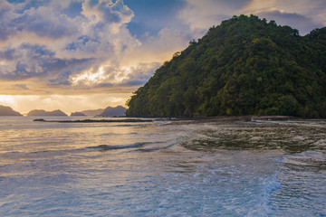 Beautiful sunset in El Nido, Palawan island, Philippines