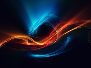 blue red orange abstract dragon on black background beautiful picture