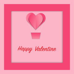Valentine’s day balloon heart on white frame background. Vector illustration.