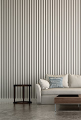 The interior design idea concept of minimal living room and white wall pattern background 