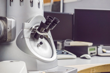 a transmission electron microscope in a scientific laboratory