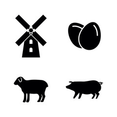 Farming. Simple Related Vector Icons Set for Video, Mobile Apps, Web Sites, Print Projects and Your Design. Black Flat Illustration on White Background.