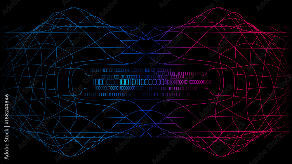 Fototapete red blue complex major cyber computer technology abstract background