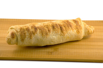 Christmas homemade pastry. Apple strudel (pie) with cinnamon.