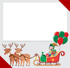 Border template with elf and reindeers