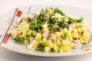 Salad Olivier. Traditional food in Russia