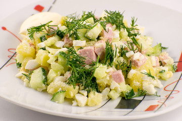 Salad Olivier. Traditional food in Russia