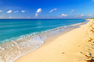Beach at Caribbean sea in Playa del Carmen, Mexico