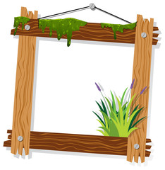 Wooden frame with moss and grass