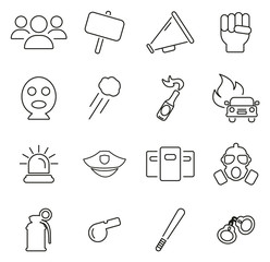 Demonstration or Protest Icons Thin Line Vector Illustration Set