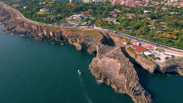 Aerial view of Boca do Inferno Hell's Mouth Cascais Portugal 4K drone