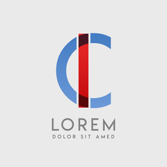 IC logo letters with "blue and red" gradation