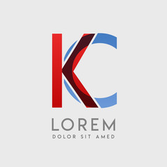 KC logo letters with "blue and red" gradation