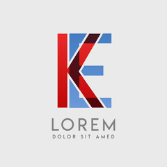 KE logo letters with "blue and red" gradation