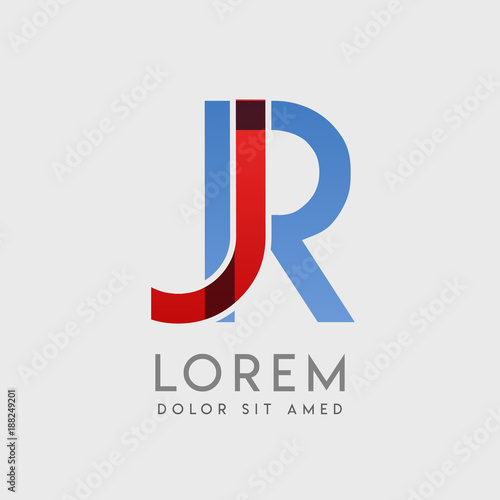 "JR logo letters with "blue and red" gradation" Stock image and royalty