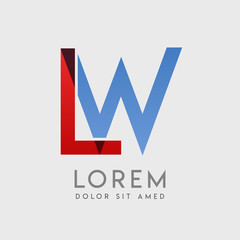 LW logo letters with "blue and red" gradation