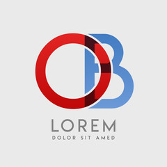 OB logo letters with "blue and red" gradation