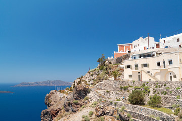 Fototapeta na wymiar Architecture of Oia town on Santorini island, Greece