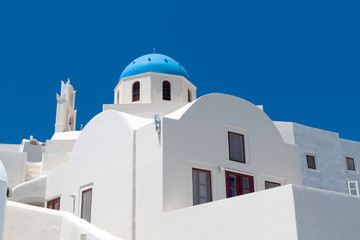 Architecture of Oia village at Santorini island, Greece