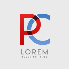 PC logo letters with "blue and red" gradation
