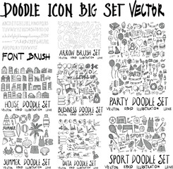 MEGA set of doodles vector. Collection of Data, Arrow, Party, Summer, House, Business, Shopping, Sport eps10 © veekicl
