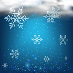 Fototapeta na wymiar Background with snowflakes in dark sky