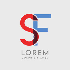 SF logo letters with "blue and red" gradation