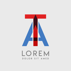 TA logo letters with "blue and red" gradation