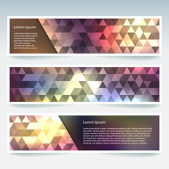 Fototapeta na wymiar Abstract banner with business design templates. Set of Banners with polygonal mosaic backgrounds. Geometric triangular vector illustration. Beige, brown, yellow colors.