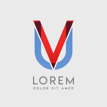 VU logo letters with "blue and red" gradation