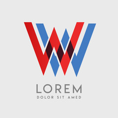 WW logo letters with "blue and red" gradation